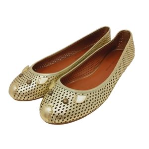 Marc by Marc Jacobs Mouse Leather Ballerina Flats in Metallic Gold Size 40